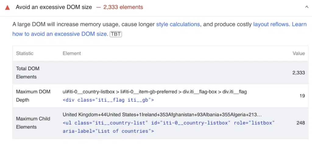 避免 PageSpeed Insights 中出现 DOM 大小过大的警告